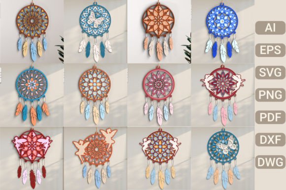 3d Dream Catchers Layered Svg BUNDLE