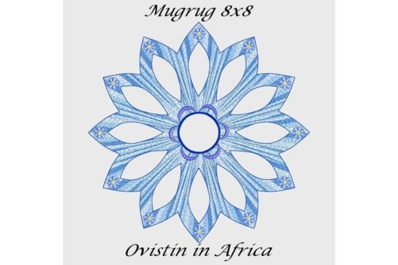 Blue Floral Mug Rug Embroidery Design