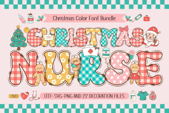 Christmas Nurse Font & Clipart Bundle