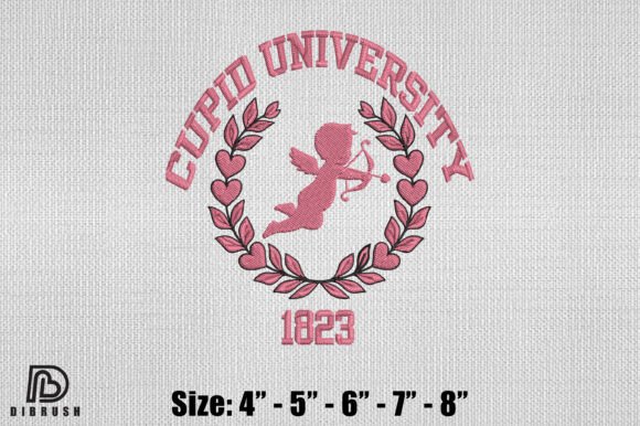 Cupid University Valentine Embroidery Design