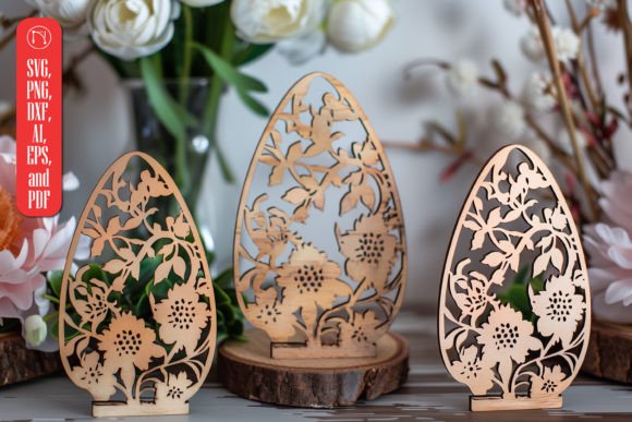 Laser Cut Easter Floral Egg SVG Cut File