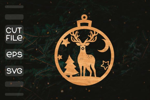 Round Christmas Ornament Laser Cut SVG