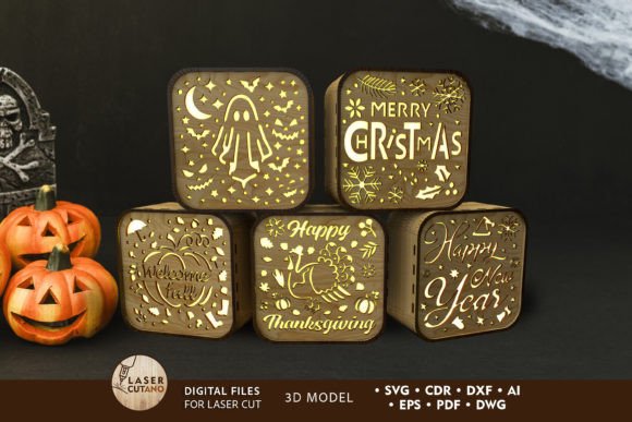 Shadow Box Bundle 5in1 Cut Lantern Files