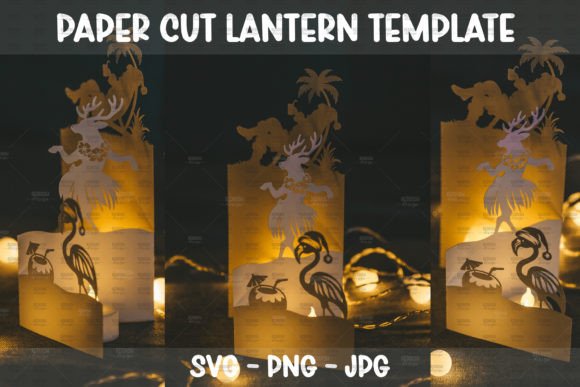 Summer Christmas Paper Cut Lantern SVG
