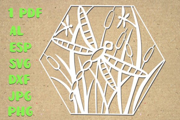 SVG Dragonfly Reed Silhouette Template